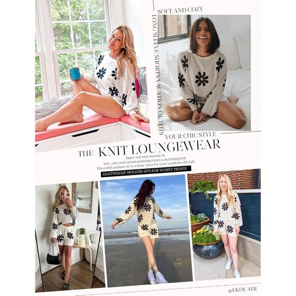 Women White Lounge Wear Sets Long Sleeve Sweatsuit Matching 2 Piece Outfits - Picture 2 of 4